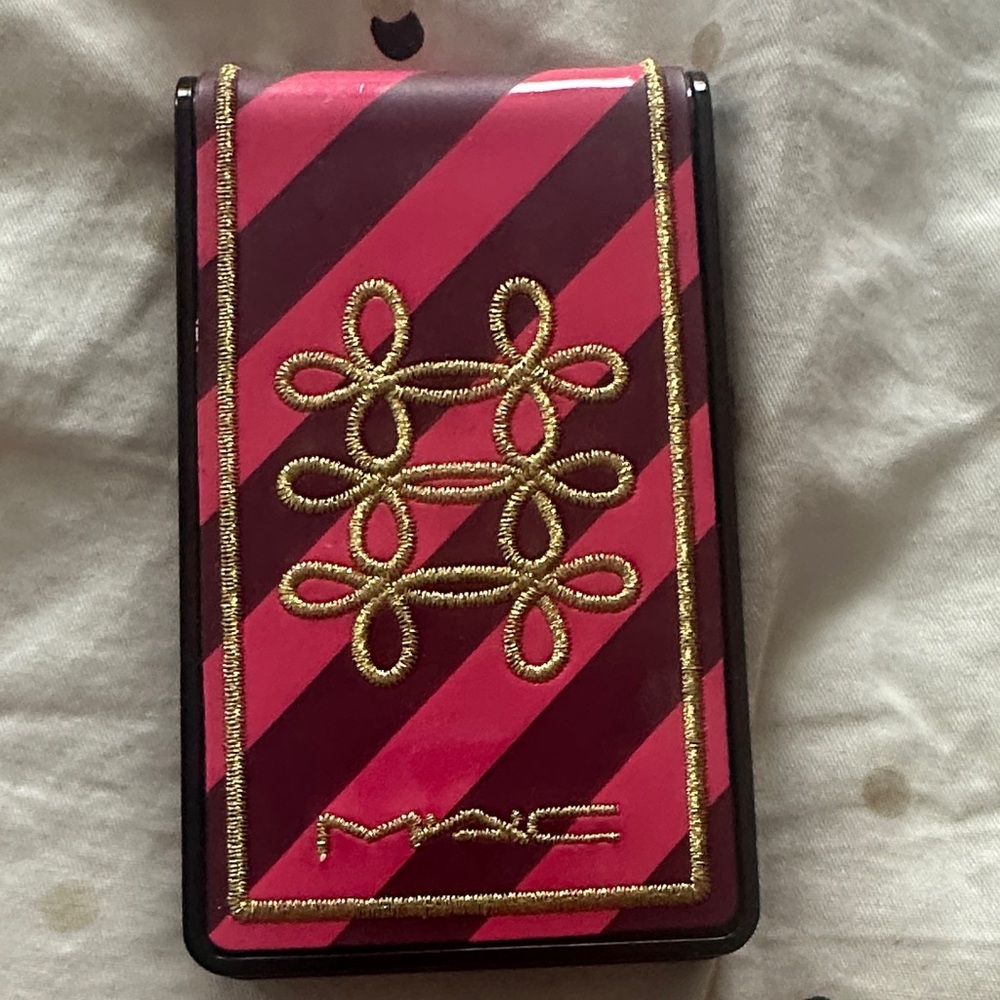 MAC Cosmetics Striped Pink and Gold Phone Case